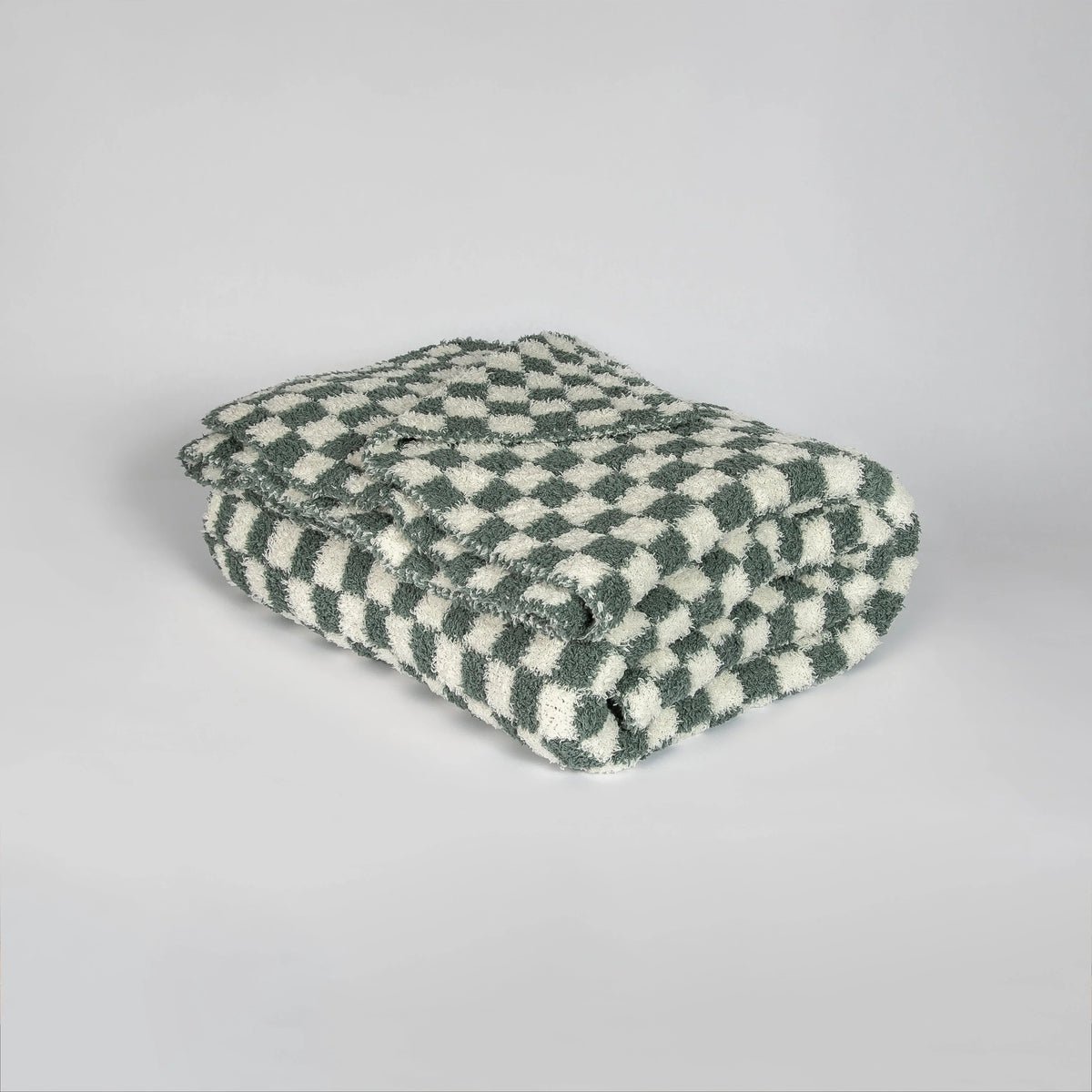 Baby's Breath & Forest Green Check Print Extended Throw