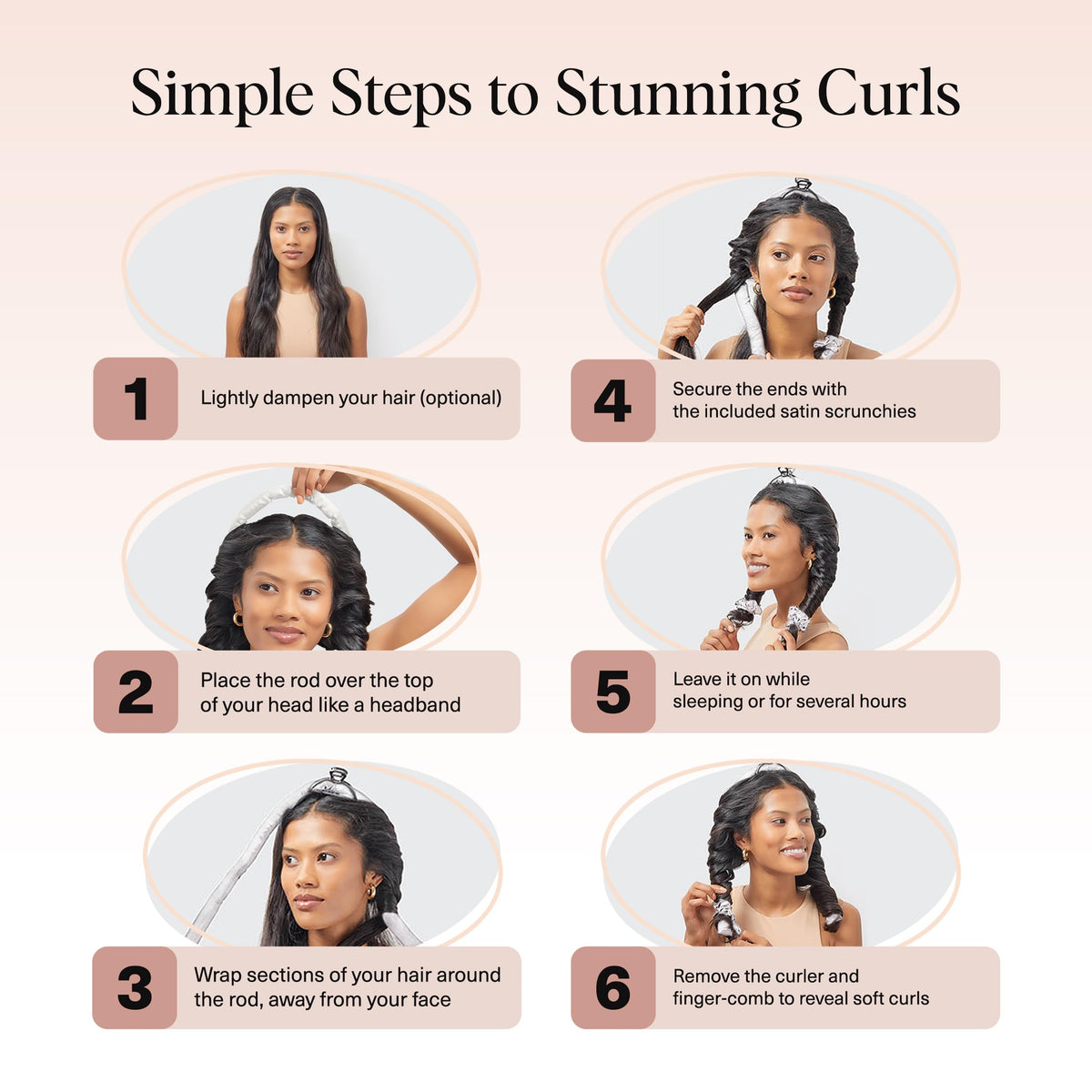 Kitsch Satin Heatless Curlers Set – Heatless Curls Overnight w/ 34" Hair Waver & 2 Satin Hair Scrunchies, Comfortable Hair Curlers to Sleep In for Frizz-Free, No Heat Damage Styling - Ivory 🍁 All In One Marketplace Canada