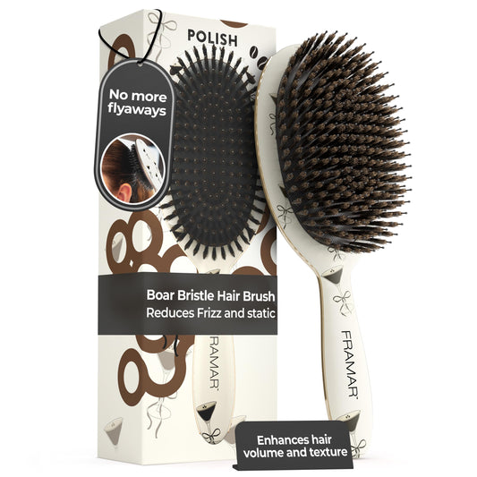 FRAMAR Boar Bristle Hair Brush – Slick Back Hair Brush For Women, Boar Bristle Brush, Slick Back Brush, Hairbrush Women, Brosse a Cheveux, Boar Brush For Volume and Shine – Espresso Martini 🍁 All In One Marketplace Canada
