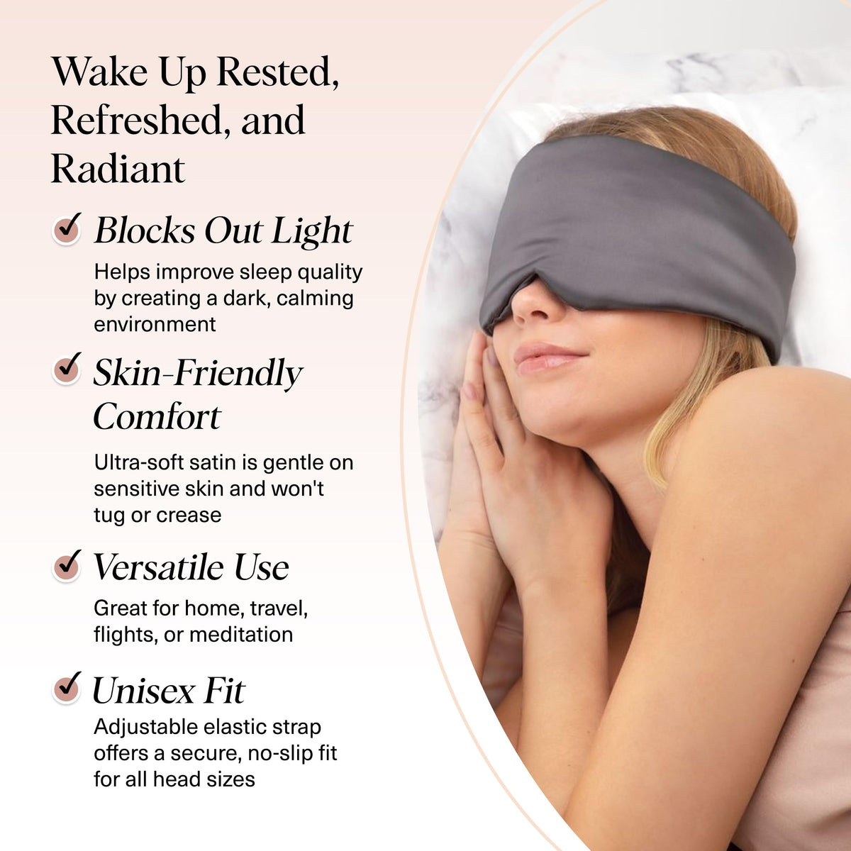 Kitsch Satin Sleep Mask - Eye Masks for Sleep, Softer Than Silk Satin Sleeping Mask Blindfold and Sleep Masks for Women and Men, Eye Care Travel Essentials - Charcoal Black 🍁 All In One Marketplace Canada