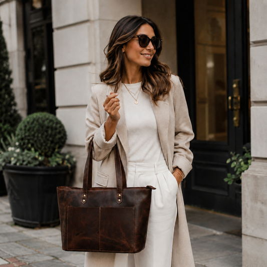 Classic Brown Leather Tote Bag
