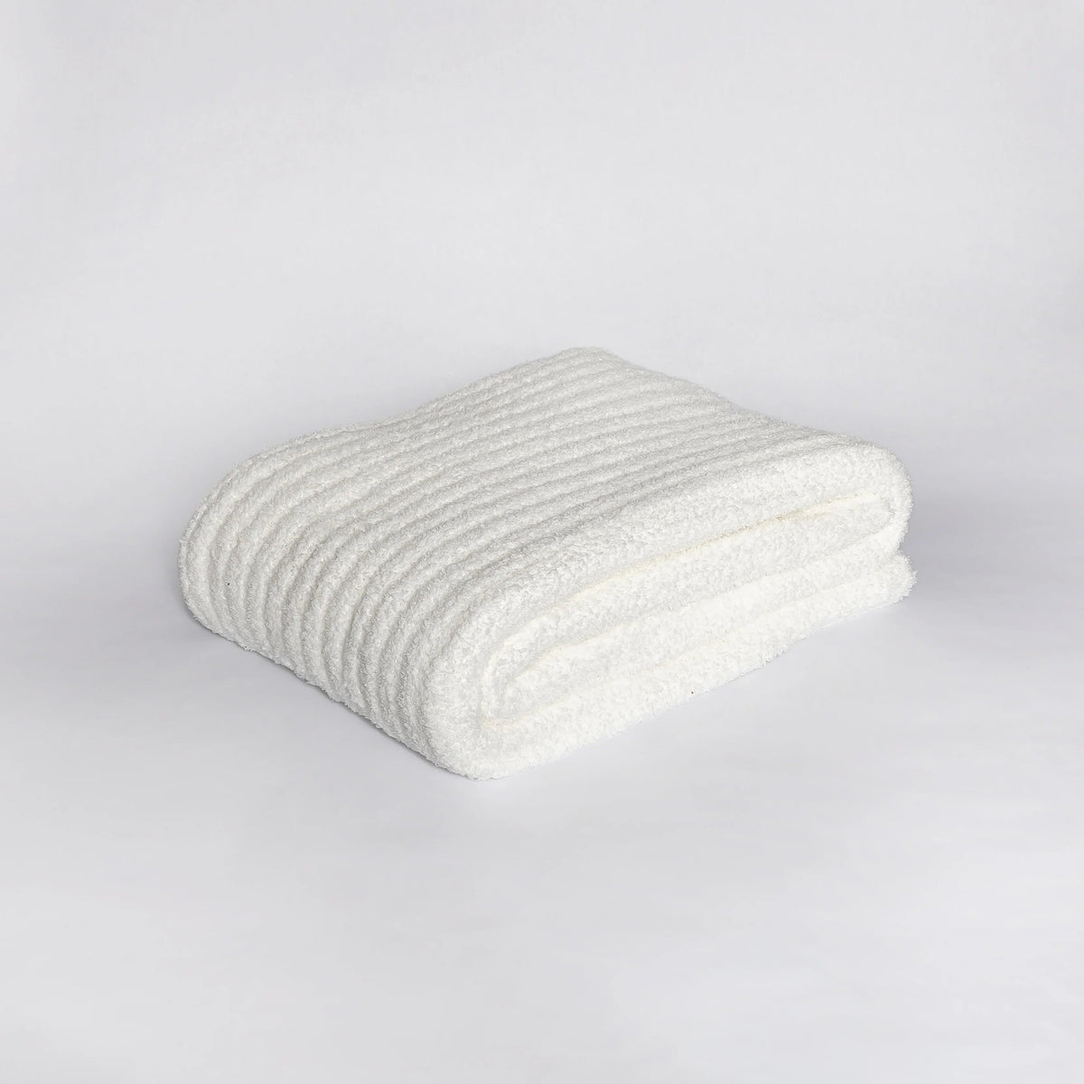 White Ribbed Extended Throw