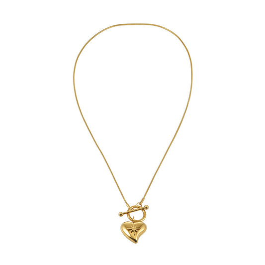 HACKNEY NINE Jewelry WANNI Gold Radiant Heart toggle pendant necklace with gold heart charm on a sleek chain.