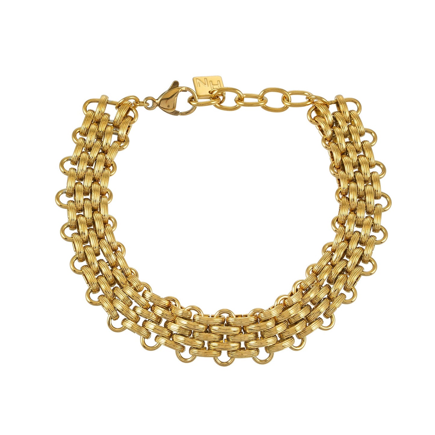 HACKNEY NINE Jewellery Carpi Gold vintage woven textured statement bracelet with bold Italian design.