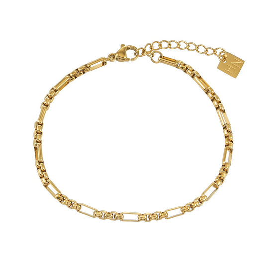 HACKNEY NINE Jewellery RIKIA Gold industrial chic vintage link bracelet with bold metal design and intricate detailing.