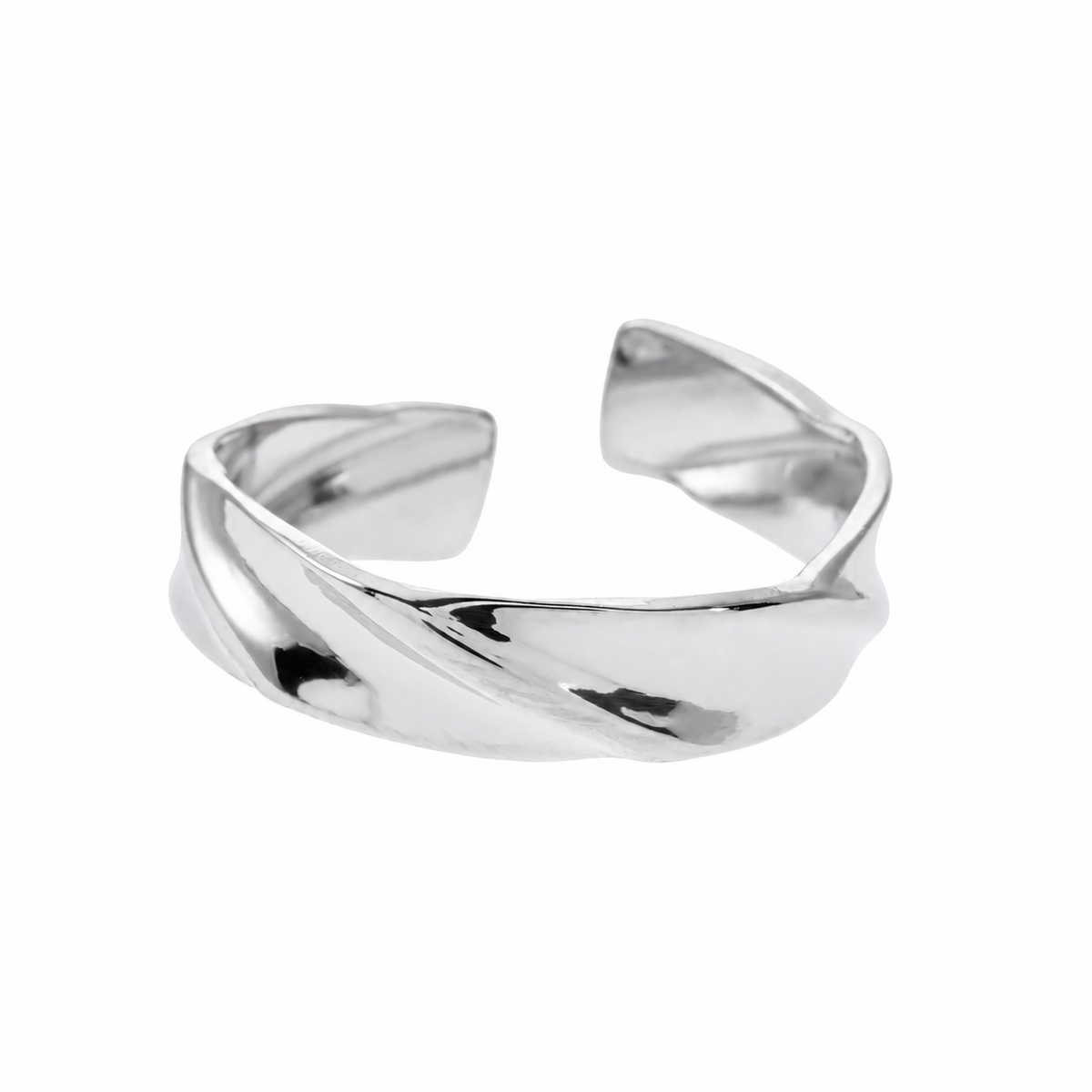 Modernist silver ring with geometric shapes and textured design from Hackney Nine Jewellery's Elias collection.