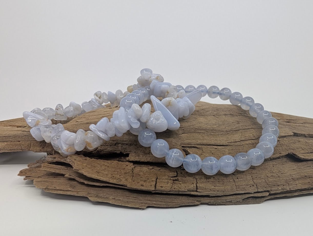 Blue Lace Agate Bracelet – Chip & 6mm Beads