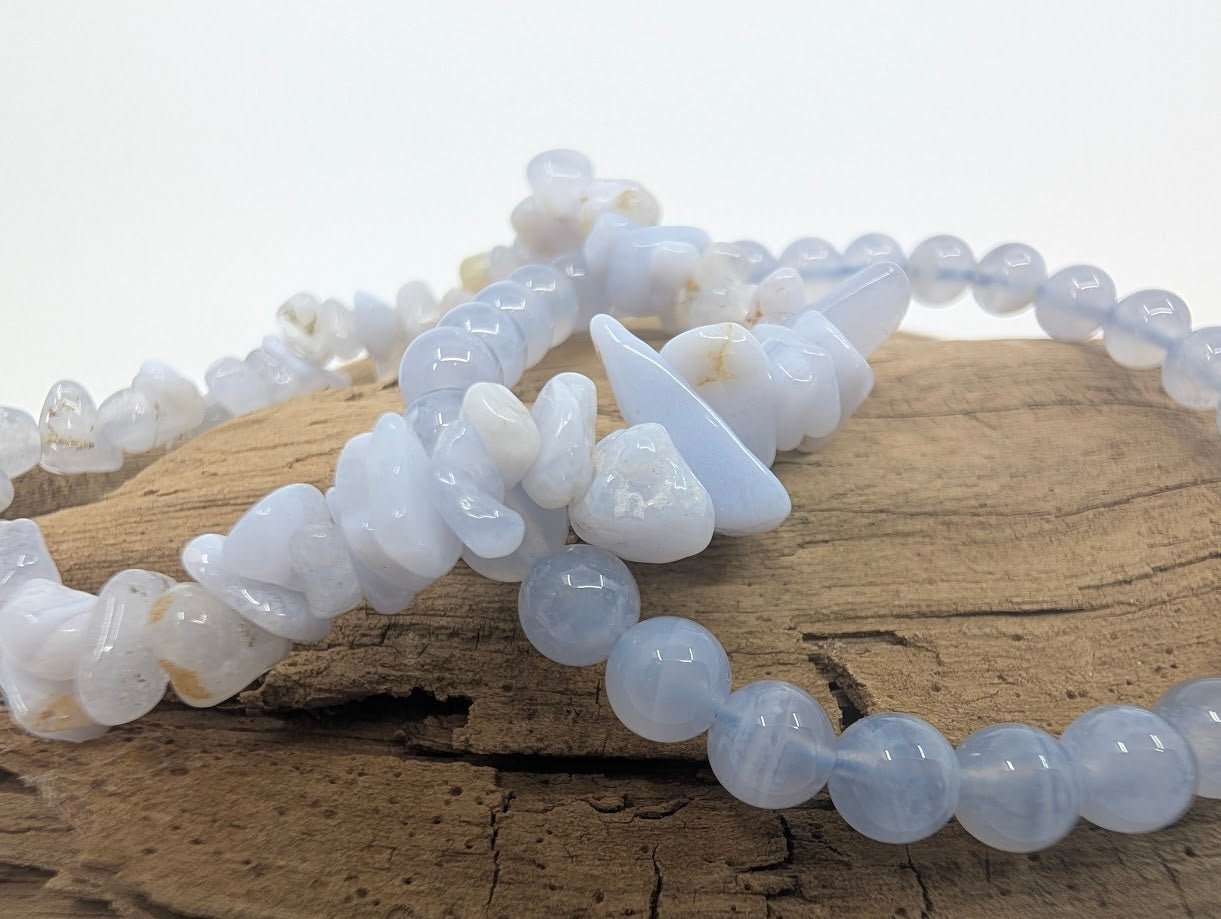 Blue Lace Agate Bracelet – Chip & 6mm Beads