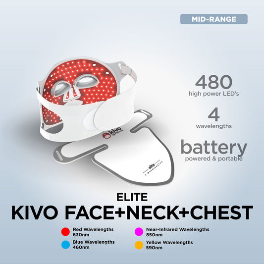 Kivo Elite Face + Neck + Chest: Red Light Therapy Mask