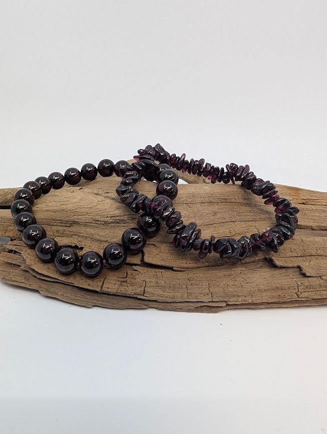 Garnet Bracelet — 8mm Round or Chip