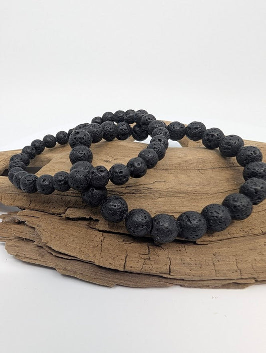 Lava Stone Bracelet — 6mm & 8mm Round Beads (Diffuser)