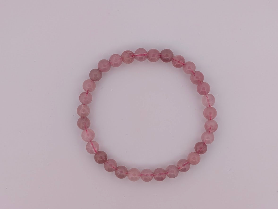 Lavender Rose Quartz Bracelet — 6mm & 8mm Round Beads