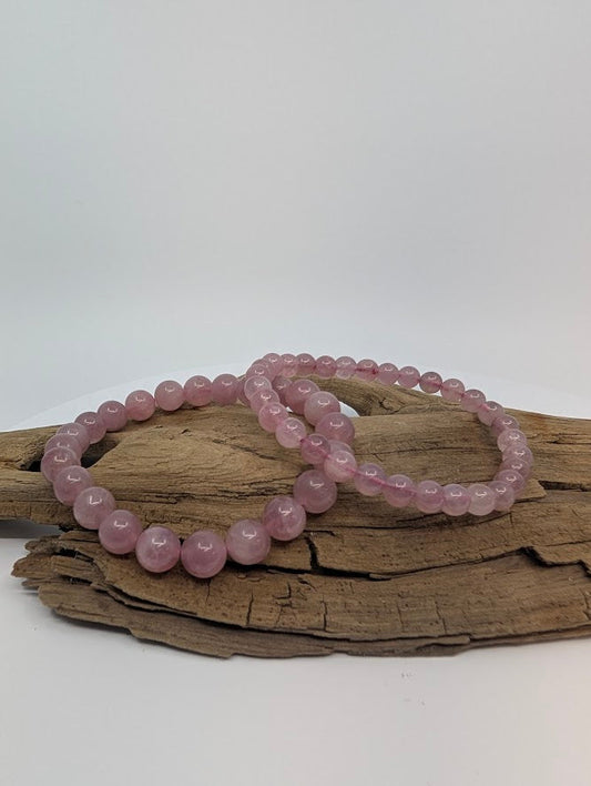 Lavender Rose Quartz Bracelet — 6mm & 8mm Round Beads