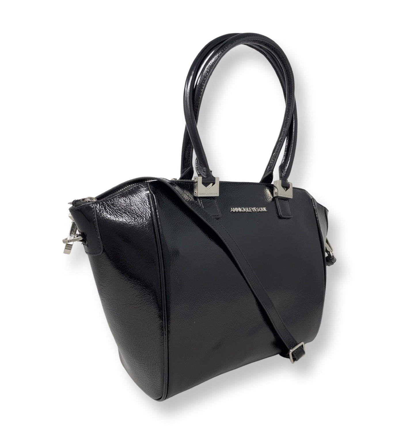 Sac à Main en Cuir Verni Noir Souple | Mona Moyen