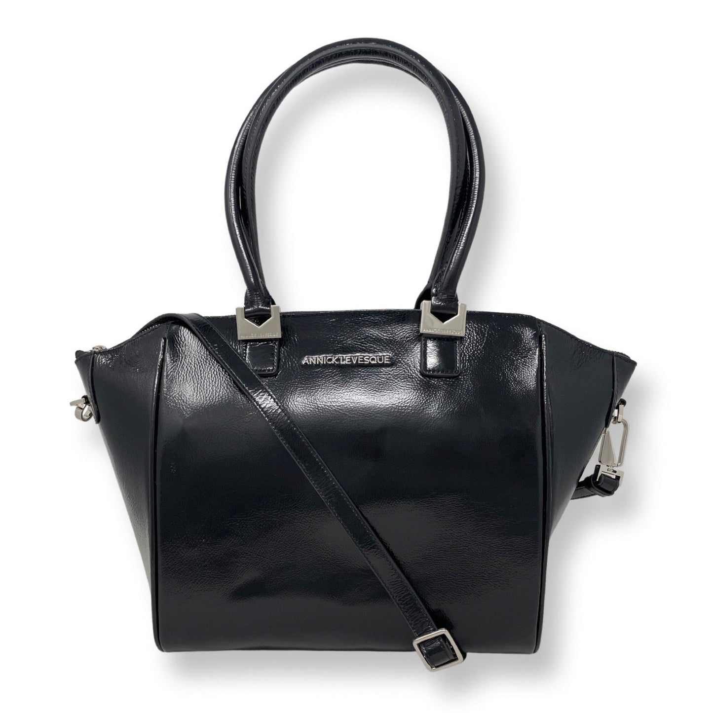 Sac à Main en Cuir Verni Noir Souple | Mona Moyen