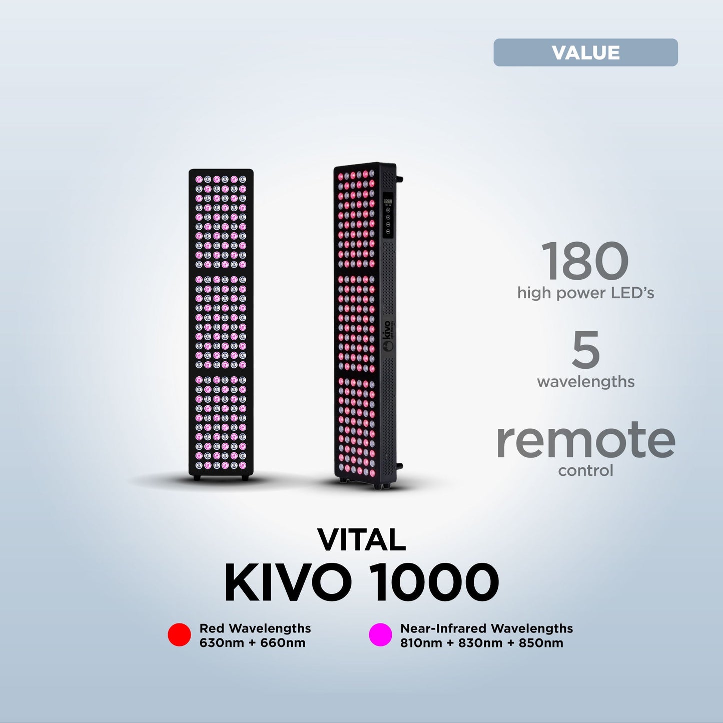 Kivo Vital 1000: Medium Full Body Red Light Therapy Panel